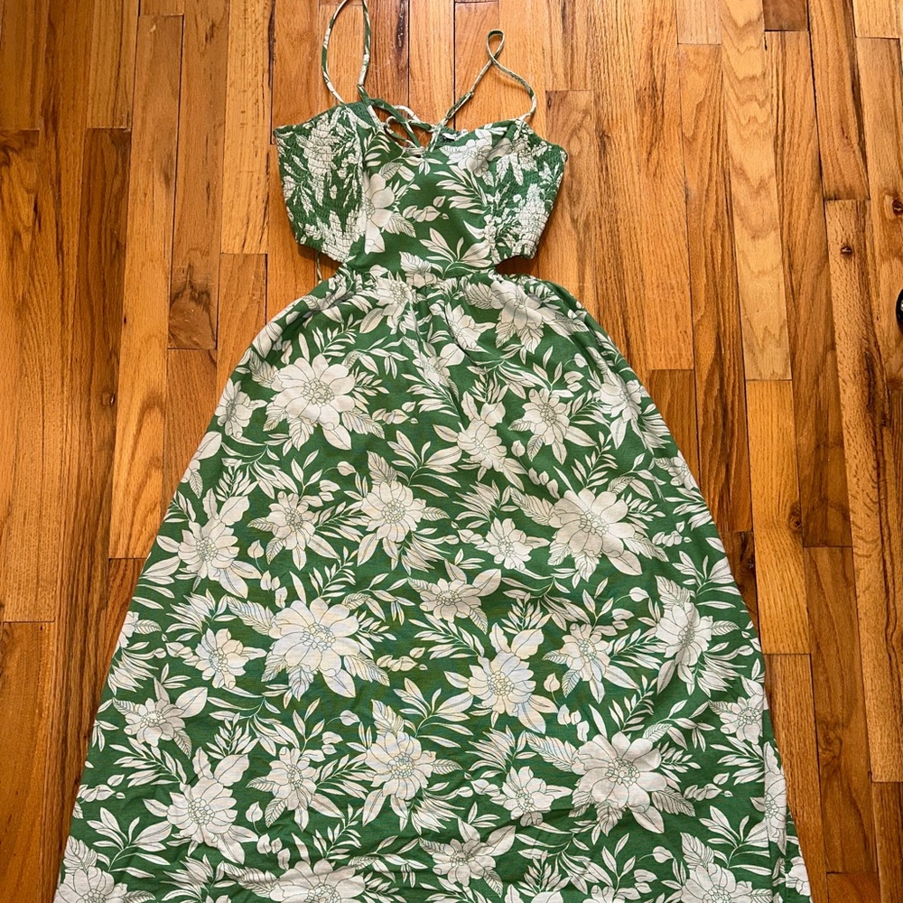 AE Floral Green MIDI Dress